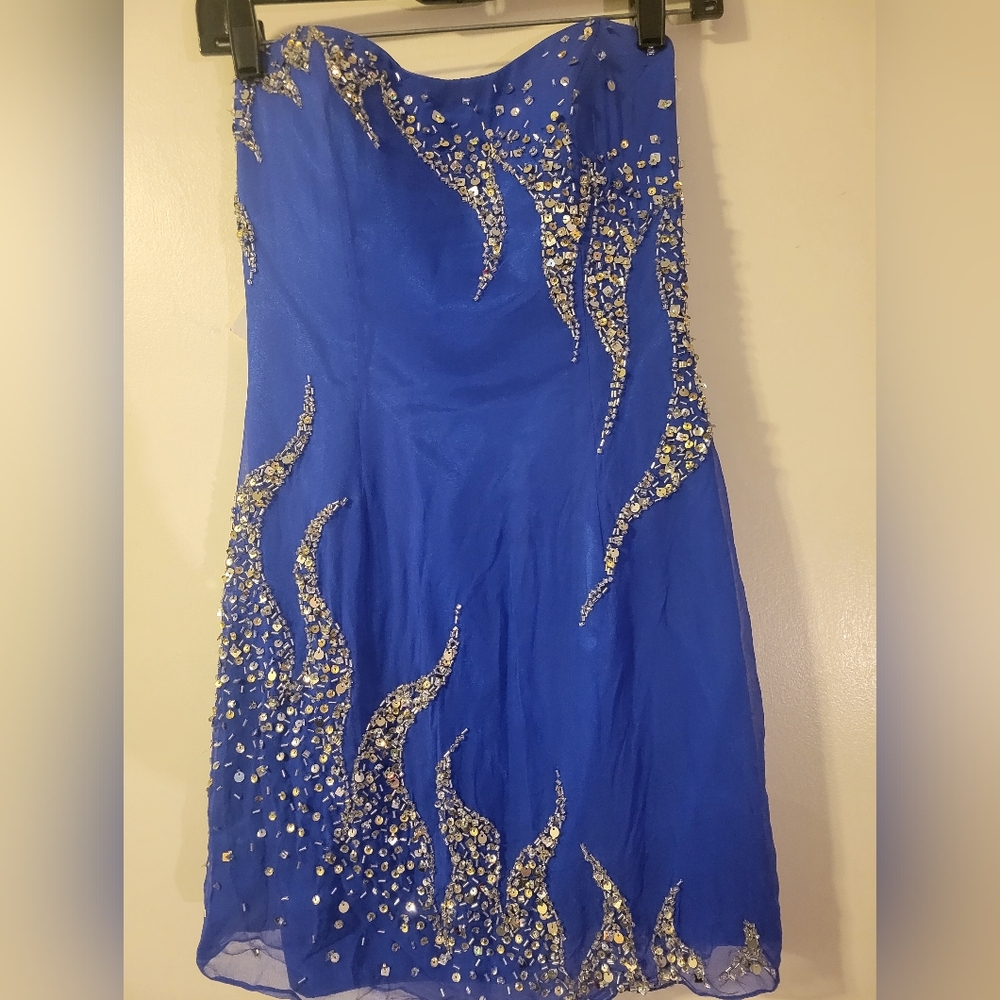 NWT promgirl shining sequence & beaded silk & polyester sheveless mini dress
